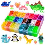 5mm Water Fuse Beads Glow in Dark, 24 Colors 5200pcs Water Spray Beads Kit, Fun Crafts in Water Sticky Beads Refill for Kids,with Pegboards, Tweezers,Spray Bottle Etc.
