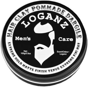 LOGANZ Hair Clay Strong Hold - Non-Greasy/Non-Oily Matte Finish Hair Clay for Men - Natural Ingredients Hair Pomade for Hairstyling - 3.5 Oz. (Loganz Scent)