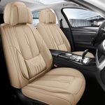 NS YOLO Full Coverage Faux Leather Car Seat Covers Universal Fit for Cars,SUVs and Pick-up Trucks with Waterproof Leatherette in Auto Interior Accessories (Beige, Front Pair)