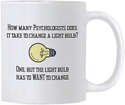 Casitika Psychology Gifts. 11 oz White Ceramic Psychologist Coffee Mug. Funny Psychiatrist or Psychologists Light Bulb Joke.