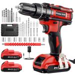 Cordless Drill Driver Set 21V, Power Hammer Drill with 2 Batteries 2000mAh, 25+3 Torque, 42N.m Max, 3/8" Chuck Electric Drill, 2 Speed, LED Light, 30pcs Accessories, Battery Drill Set for Home DIY