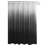 Creative Home Ideas Ombre Waffle Weave Shower Curtain with 12 Color Coordinated Metal Roller Rings, Dark Grey