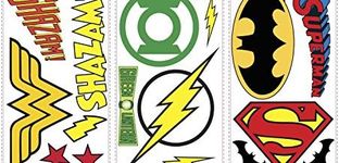 RoomMates RMK2749SCS DC Superhero Logos Peel and Stick Wall Decals 16 Count