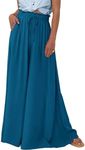 BTFBM Women's Pants 2024 Spring Elastic High Waisted Wide Leg Palazzo Pants Loose Flowy Lounge Summer Pants Trousers(Solid Lake Blue, Small)