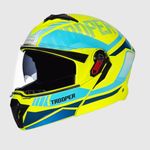 STUDDS Trooper DV D1 ISI and DOT Certified Gloss Finish Flip-up Full Face Helmet for Men and Women with Inner Sun Visor (Yellow N1 XL)