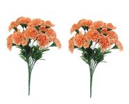 Fourwalls Beautiful Decorative Artificial Carnation Flower Bouquet for Home décor (Set of 2, 50 cm Tall, 18 Flower Stems, Peach)