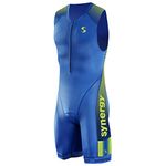 Synergy Triathlon Tri Suit - Men's Elite Sleeveless Trisuit (Ocean/Neon Lime, XX-Large)