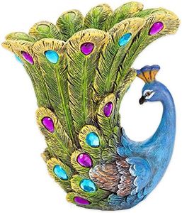 Bits and Pieces - Peacock Vase - Polyresin Sculpted Vase