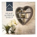 Loft Heart Shaped Mirror Shelf Wall Mounted Flosting Shelves Home Decor Grey 45x45cm