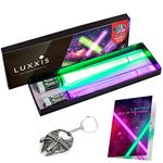 Lightsaber Chopsticks Light up Glowing Chop Sticks for Star Wars Gifts Set Theme Party Fun [2 PAIR – GREEN AND PURPLE SET] with Bottle Opener and Gift Ready Postcard