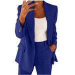 Blazer Suit for Women UK Clearance, Women 2 Piece Wedding Guest Outfit Solid Open Front Long Sleeves Blazers Jacket and Pants Ladies Casual Business Office Work Formal Trouser Suits Elegant Sets