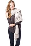 Fishers Finery Women's 100% Cashmere Knit Wrap Shawl (Stone)