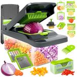 Vegetable Chopper Veggie Chopper,Mandoline Slicer,Multifunctional 12 in 1 Food Choppers, Kitchen Vegetable Slicer Dicer Cutter,Onion Mincer,Cheese Grater,Colander Basket,Kitchen Gadgets