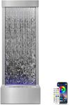 LONGRUN 48" Mirror Waterfall | Indoor Water Fountain with 7-Color LED Lights | Stainless Steel Self-Contained Waterfall Fountain for Home Decor | Large Indoor Water Feature Kit Mirrored Silver