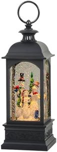 Eldnacele Snowman Music Snow Globe Lantern with 6 Hour Timer, Battery Operated & USB Powered Singing Lighted Lamp Swirling Water Glittering Christmas Decoration Holiday Decor Lantern