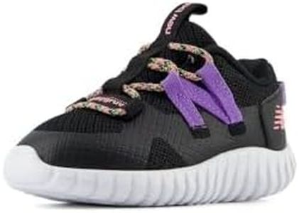 New Balance Kids Playgruv V2 Bungee Running Shoe, Black/Violet Crush/Hi-Lite, 9 US Unisex Toddler