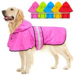 Dolitego Dog Raincoat - Reflective Dog Rain Coat, Waterproof Adjustable Dog Rain Jacket with Hoodie, Lightweight Dog Poncho Slicker for Small Medium Large Dogs (Pink, XX-Large)
