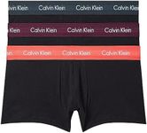 Calvin Klein Cotton Stretch Low Rise Trunk 3PK, Black W Rhone WB/Black W Charcoal Heather WB/Black W Orange Odyssey WB, Small