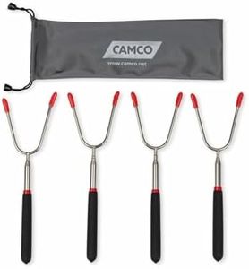 Camco Telescoping Roasting Forks | Allows for Roasting of Food Over an Open Fire | Features a Two-Prong Design | 4-Pack with Storage Bag (44015)
