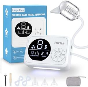 Iarha Aspirateur nasal pour bébé, enfant électrique et adulte avec aspiration réglable à 9 niveaux, rechargeable, avec veilleuse et 10 morceaux de musique apaisante