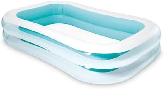 Intex 56483EP Inflatable 8.5' x 5.75' Swim Center Family Pool for 2-3 Kids, Backyard Splash Pool for Children 6+ Years Old, 198-Gallons, Blue & White