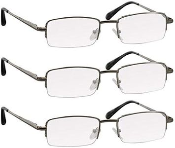 TruVision Readers 3 Pk - Silver Metal Frames and Clear Acrylic Lenses 2.75