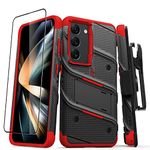 ZIZO Bolt Bundle for Galaxy S23 Case with Screen Protector Kickstand Holster Lanyard - Red