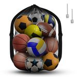 AMFUN Extra Large Football Mesh Bag, Drawstring Bag with Adjustable Shoulder Strap, Waterproof Storage Bag for Basketball, Football, Rugby Ball, Volleyball