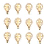 LEDOLUX Pack of 12 Edison Ball Filament Bulb E27 ES Screw Fitting, 40W Large G95 Retro Squirrel Cage Dimmable Retro Bulb, Vintage Decorative Light with Amber Glass