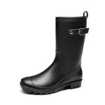 DREAM PAIRS Wellington Boots Women, Mid Calf Welly, Outdoor Wellies, Rain Boots and Garden Boots, Muck Waterproof Boots,Size 6.5,Black,SDRB2408W-E