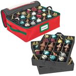 Premium Christmas Ornament Storage Container - Holds up to 48-3" Ornaments - Heavy-Duty 600D Durable Storage Box with Two Removable Divider Trays to Protect and Secure Your Favorite Seasonal Décor
