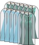 Garment Bags Covers (24''X60'' Set of 12) Long Dress Bags for Hanging Clothes (Pack of 6) with Study Full Zipper Coat Covers for Closet Clothes Storage and Travel