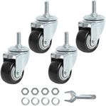 Finnhomy Stem Caster Wheels 2 Inch Heavy Duty Threaded Swivel Casters 5/16" -18 x 1 Set of 4 Premium Polyurethane Wheels PU Anti-wear Smooth Casters, Black