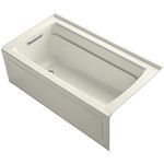 KOHLER K-1946-LA-96 Alcove Bath with Integral Apron, Tile Flange and Left Hand Drain, 60" x 30", Biscuit