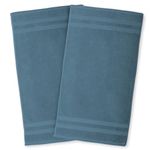 Fabstyles Bath Mat Set of 2, Absorbent Tub Rug, 600 GSM Zero Twist Cotton, Machine Washable (Teal Blue)