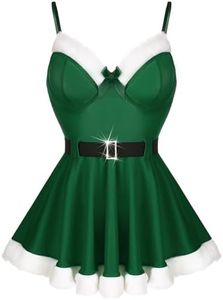 RSLOVE Christmas Lingerie for Women - Santa Babydoll Chemise Outfits Set | Sexy Santa Outfits, Mrs Claus lingerie, Xmas Mini Dress, For Christmas Parties & New Year Night