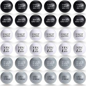 Jerify 60 Pcs Motivational Stress Balls Quote Relief Ball 1.57' Inspirational Foam Stress Ball Bulk Small Anxiety Hand Exercise Balls for Kids Teens Adults Relieve Anxiety Party(Black, White, Gray)