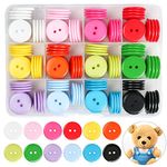 Furuising 180 Pcs Mixed Buttons, 20mm Resin Button 12 Color Round Sewing Craft Buttons with Storage Box for Sewing Knitting Arts Crafts DIY Handmade