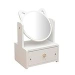 Cabilock Makeup Mirror Vanity Mirror Desktop Cosmetic Mirror with Drawer Makeup Organizer Jewelry Storage Display Boxes for Girls Women Tabletop Travel Outdoor