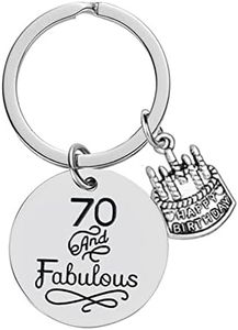 70th Birthday Gifts for Women Happy Birthday Keychain 70 Year Old Gifts for Women Mom Granadma Sister 70 Bday Gifts Birthday Presents - 70 and Fabulous Keychain Decorations for Women