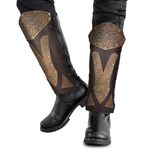 HiiFeuer Faux Leather Leg Gaiters, Vintage Middle Ages Knight Leg Armor, Mercenary Leg Guards for LARP Costume (Brown C)