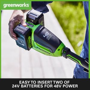 Greenworks 48V Cordless Grass Trimmer – 40cm, Dual Line, 2x 24V Batteries, Lightweight