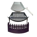 Castle Fire Front, Grate and Ashpan Black Fire Set Bundle 16" Fireplace Set