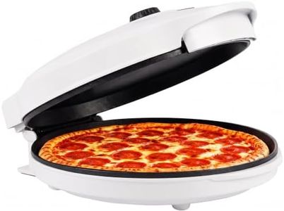 NutriChef 12.5 Inch Countertop Pizza & Everything Maker | Make Personal Pizzas, Eggs, Toast, Quesadillas & More | Adjustable Temperature 260-430℉, Non-Stick, Cool-Touch & Anti-Slip Feet | White