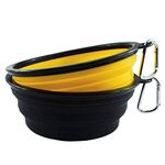 HINMAY Large Silicone Collapsible Dog Bowls Foldable Pet Dog Cat Food Water Bowl, Pack of 2 (Yellow+Black)