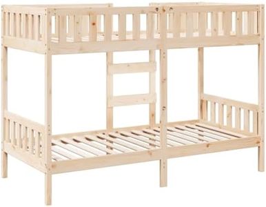 vidaXL Lit superposé 90x190 cm Bois de pin Massif, Cadre de lit superposé Bas, Meubles de Chambre à Coucher, Cadre de lit superposé avec marches