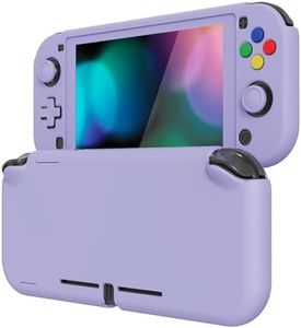eXtremeRate PlayVital Light Violet Protective Grip Case for Nintendo Switch Lite, Hard Cover Protector for Nintendo Switch Lite - Screen Protector & Thumb Grips & Buttons Caps Stickers Included