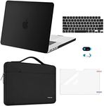 MOSISO Compatible with MacBook Pro 16 inch Case 2023 2022 2021 Release M2 A2780 A2485 M1 Pro/Max Chip Touch ID, Plastic Hard Case&Sleeve Bag&Keyboard Skin&Webcam Cover&Screen Protector, Black