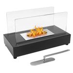 Heyfurni Tabletop Fireplace, Bio Ethanol Fuel Fireplace,Large Capacity Table Top Fire Pit, Indoor Outdoor Portable Ventless Fire Bowl Pot, Rectangle, Black