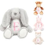 Personalised Teddy Bear | Choose an Animal | Personalised Bunny | Personalised Children’s Present, Teddy For Baby Boy, Teddy for Baby Girl | Personalised Children’s Gift (Pink Initial)